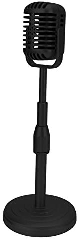 EBTOOLS Simulazione Microfono Vintage Prop Modello di Microfono Vecchio Stile con Base Stabile e Asta di Supporto Set di Puntelli per Microfono in Stile retrò per la Fotografia(Nero)