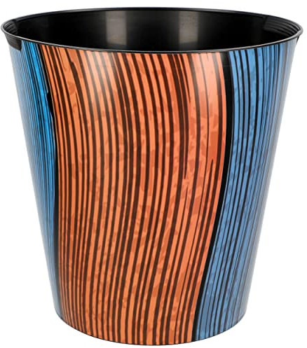 alles-meine.de GmbH Papierkorb Bunte Holz & Bretter - Optik 10 Liter - wasserdicht - aus Kunststoff - Ø 28 cm - Eimer - Spielzeugkorb/Popcornschüssel/großer Mülleimer - a..