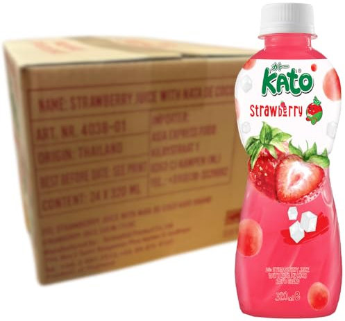 KATO - Jus de Fraise avec Nata de Coco - 24 X 320 ML - Multipack