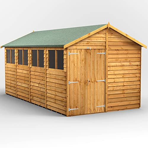 Powersheds High Grade Premium Apex Overlap Wooden Shed with Security Features, Door & Window Flexibility, made from Extra Thick Timber