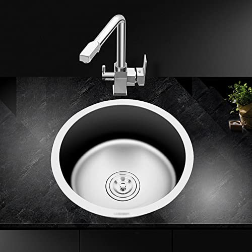 Spültischarmatur, Edelstahl, rund, Einzelspüle, Gemüsebecken, Schüssel, Badezimmer, Waschbecken, Balkon, Bar, Spüle, Workstation, Küchenarmatur, (Color : SilverC, Size :