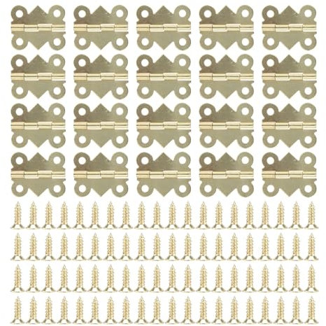 Bisagras de gabinete retro 20 piezas, 20x25 mm Vinatge Mini bisagras de puerta de hierro para puerta de casa de muñecas, pequeñas cajas de madera, mini joyero decorativo Bisagras Partes con tornillos