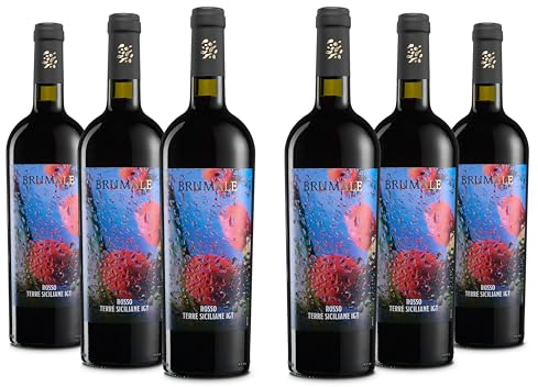 Brumale Vino Rosso Terre Siciliane IGT, Gusto Pieno e Rotondo, Profumo di ciliegia, 12% Vol, Confezione con 6 Bottiglie da 750 ml