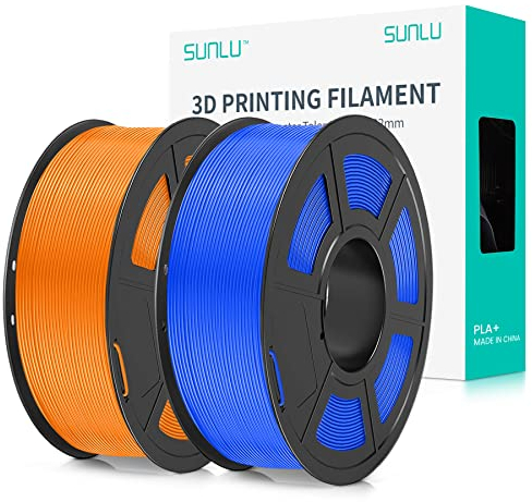 SUNLU PLA+ Filament 1.75mm 2KG, PLA Plus 3D Drucker Filament, Stärker belastbar, Neatly Wound,2 Spool 3D Druck PLA+ Filament,Blau+Orange Maßgenauigkeit +/- 0.02mm,Rot+Orange
