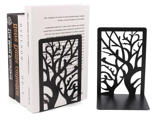 Buchstützen Metall-Schwarz Buchhalter Regal, Bookend Holder mit rutschfeste Bücherstopper für Schule Zuhause Büro (1 Paar)