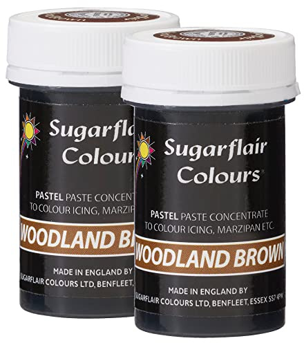Sugarflair Woodland Brown Pastel Food Colouring Paste, Highly Concentrated for Use with Sugar Pastes, Buttercream, Royal Icing or Cake Mix, Subtle Colour Dye - 25g (Pack of 2)