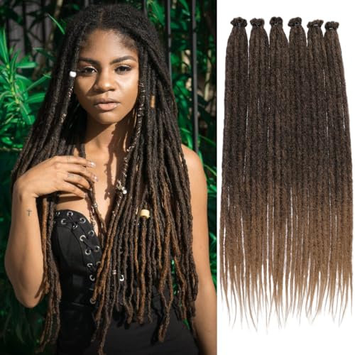Leeven 18 Inch Ombre Dreadlock Extensions 20 Strands Reggae Braid Locs Synthetic Thin Dreadlock Extension for Woman/Man Hippie Single Ended Dreads /T27#