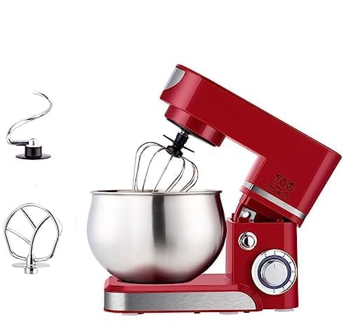 High Capacity Stand Mixer with Stainless Steel Mixing Bowl, 600W High Power, 6 Speeds for Commercial and Home Use Multifunctional Stand Mixer with Dough Hook, Beater and Whisk