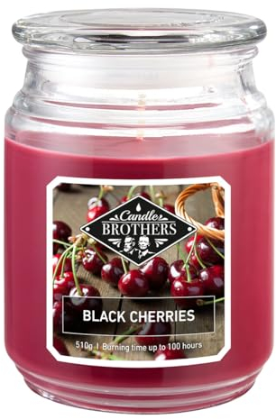 Candle-Brothers Große Duftkerze im Glas mit Deckel | Black Cherries | Duftkerze Kirsche | Kerze 2 Docht | Kerze lange Brenndauer | Geschenk für Frauen