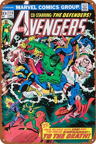 GTZAOB The Avengers Issue 118 Comic Book Loki Dormammu Namor Thor Captain America Doctor Strange Poster Retro Metallschild Vintage Blechschild für Cafe Bar Home Wanddekoration 30,5 x 20,3 cm