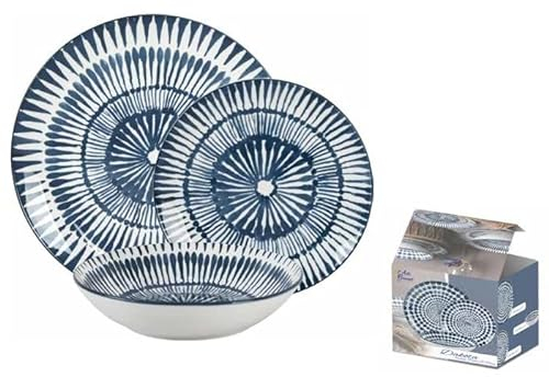 Servizio di Piatti da Tavola in Ceramica Dakota Blue 18 Pezzi