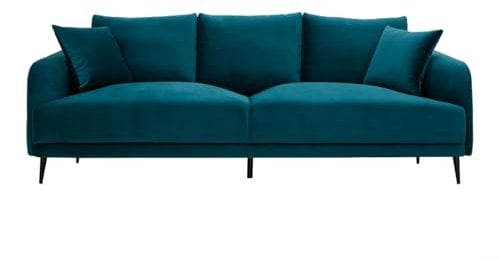 Miliboo Design Sofa 3-Sitzer Stoff Samt Petrol Metall schwarz Jerry