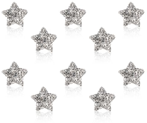 NQEUEPN 10 Paar Schleiergewichte, Hochzeit Magnetische Diamanten Acryl Sternförmig Doppelseitig Strass Hijab-Magnetnadeln für Frauen Schal, Braut, Kathedrale, Hochzeitskleid Schleierzubehör
