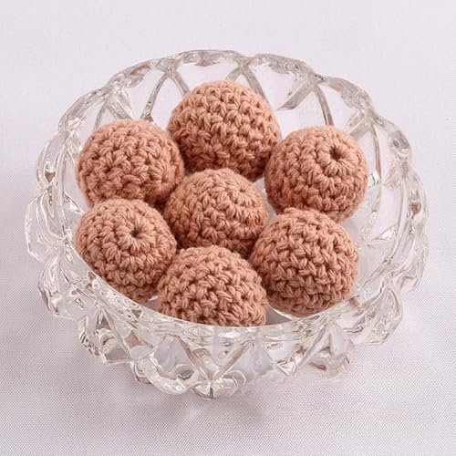 CEMELI 10PCS 16 Millimetri di Legno Increspato Perline di Lana Feltro Pom Pom Palline di Feltro di Lana Perline per La Lavorazione della Forcella Fare Panno di Velluto Coperto Perline caffè