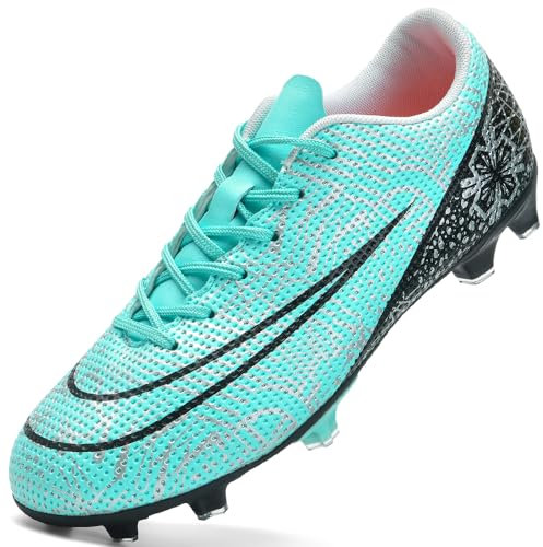 LECYGNB Zapatillas de Fútbol para Hombre Spike Aire Libre Profesionales Atletismo Entrenamiento Ligero Zapatillas de Deporte Turf Trainers Botas de Fútbol Turquesa EU 46