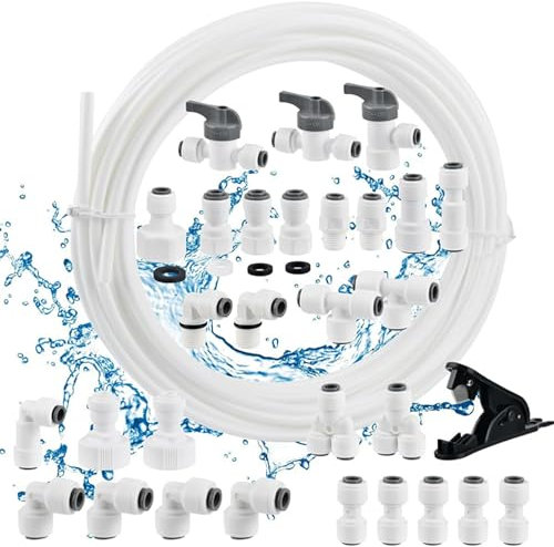 Laspi Wasserversorgungs-Set, 10 m, Set mit Anschlüssen, 10 m Kühlschränken, Wasseranschlüssen, geeignet für Haushaltsgeräte, nebeneinander, Kühlschrankzubehör