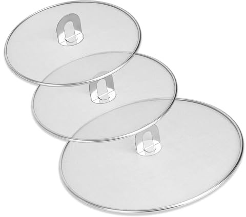 Paraspruzzi, 3 Pezzi di Paraspruzzi in Acciaio Inox con Maniglia da Cucina Pieghevole, Paraschizzi Cucina, Protezione Contro Schizzi, Coperchio Paraspruzzi per Pentole Ø 25/29/33 cm