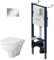 AM.PM - Hänge WC Komplettset, Vorwandelement WC Set Komplett Vormontiert (Prime Fit) + Wand WC Weiß ohne Spülrand (Hit) + Drückerplatte + WC-Sitz mit Soft-Close-Absenkautomatik, Toilette Komplett Set