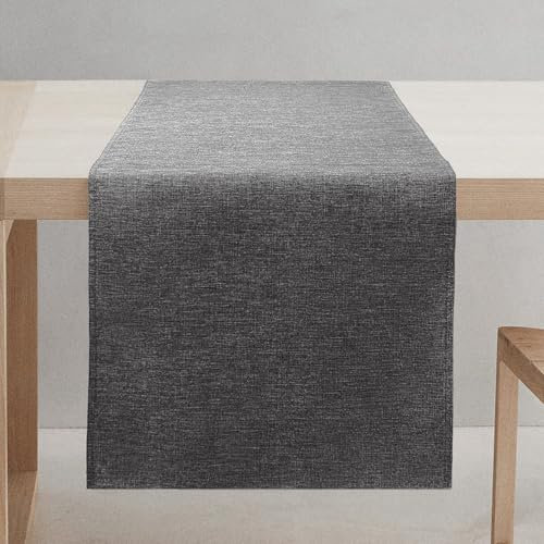 Softalker Tischläufer Abwaschbar Modern Tischläufer Grau Leinenoptik Tischläufer Wasserabweisend Tischläufer 40 x 180 cm Dekoration für Wohnzimmertisch Esszimmer Outdoor Party Urlaub