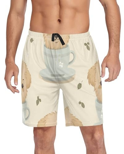 Short de pyjama pour homme Motif tasse de thé, Tasse à thé chien, XXL