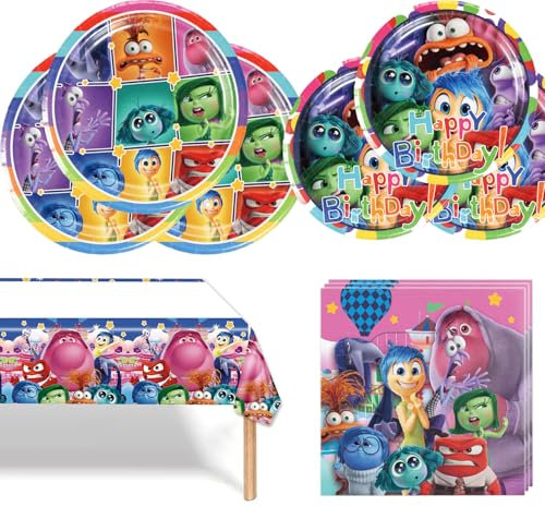 Inside Out Juego de Vajilla para Fiestas Infantil Decoración de Cumpleaños y Mesa (Servicio Secreto)