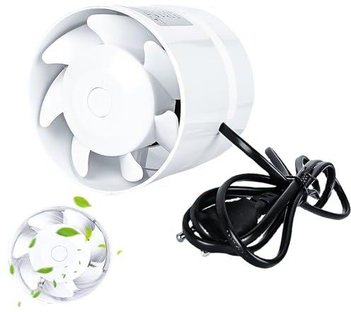 BAIFULAI Ventilador de tubo de 100 mm, ventilador de tubo de 130 m³/h, ventilador de conducto silencioso en tubo para casa, baño, aseo, cocina, invernadero, tienda de campaña, garaje