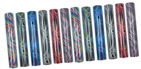 SHINEOFI 12pcs Glitter Htv Sheets Permanent Adhesive Vinyl for Holographic Heat Transfer Vinyl DIY Decor for Clothing Mugs Cups