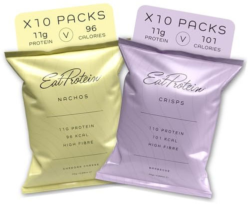 EatProtein - Protein Crisps - Low Calories, Keto Friendly - Healthy Snack (Pack of 20, Cheese Nacho & BBQ Bundle)