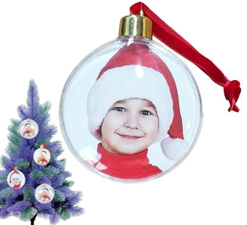 Fotokugel-Weihnachtskugeln, Weihnachtsbaumanhänger, Bastelkugel für Heiligabend, seitliche Fotokugelaufhängung, Weihnachtsbaum-Fotokugelverzierung, individuelle Festliche Weihnachtsverzierung