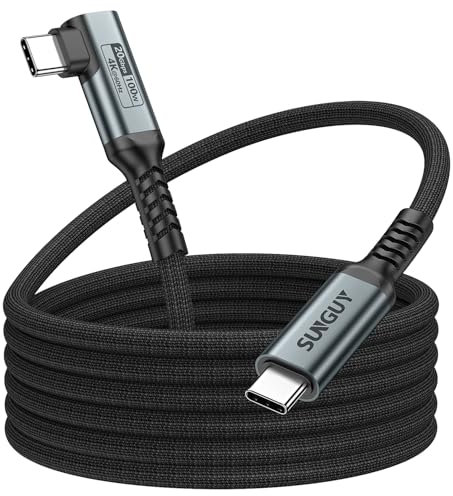 SUNGUY USB C auf USB C Kabel 3m, 100W 20Gbps Schnellladekabel USB C 90Grad, 4K@60Hz Videoübermittlung USB C Kabel für iPhone 16/15 Pro max, Android Auto, Carplay, Laptop, Monitor, Mobiltelefon, SSD
