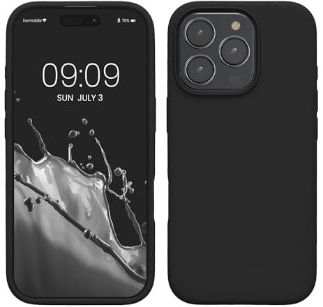 kwmobile Handyhülle für iPhone 16 Pro Max Hülle, für iPhone 16 Pro Max Case - Hülle Silikon - kabelloses Laden - Schwarz matt