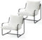 SNDMOR Poltrona 2 Set, Poltrona Soggiorno Sedia Salotto con Struttura in Metallo con Tasche Laterali Portaoggetti, Adatta per Leggere, Guardare la TV e Lavorare(Colore Crema)