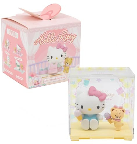 Hello Kitty, 1 statuetta 4,5 cm e accessori in una scatola trasparente, serie Sweetheart Playmate, modello casuale, per bambini dai 3 anni, HKT38