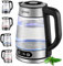Ecosa® Bollitore in vetro con regolazione della temperatura, 1,8 l, 2200 W, in acciaio inox, con scelta della temperatura, 100% senza BPA, funzione di mantenimento al caldo, illuminazione a LED