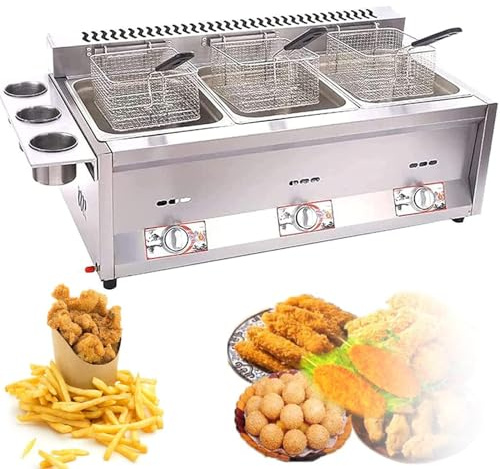 Friggitrice professionale a gas in acciaio inox per cucinare cibi e patatine fritte
