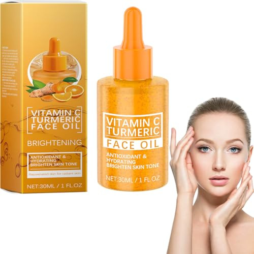 Turmeric and Vitamin C Serum, Anti Aging Gesichtsserum mit Hyaluronsäure und Niacinamid, Dark Spot Remover für Gesicht, Kurkumaöl für Haut, Vitamin C Gesichtsöl für Frauen und Männer, 30ml (1)