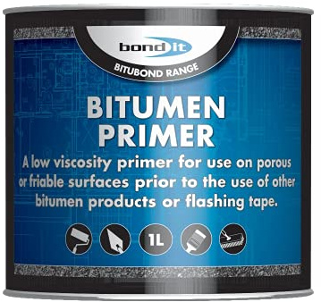 Bond-It Bitubond BDB034 Bitumen Primer (1 Ltr) - Seals, Waterproofs and repairs leaking wood, concrete, asphalt or steel roofs.