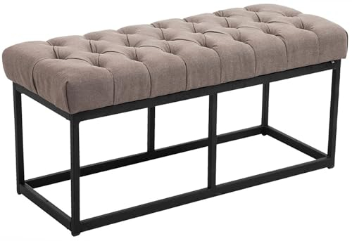 CLP Sitzbank Amun I Mit Stoff-Bezug I Mit Schwarzem Metallgestell, Farbe:Taupe, Größe:100 cm