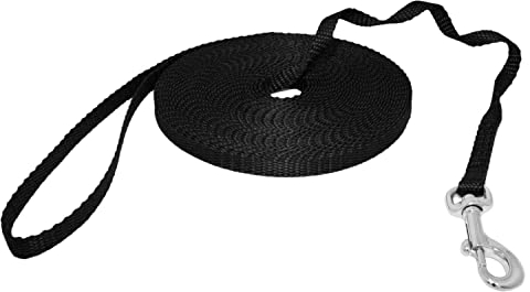 Hunde Design Mini Schleppleine Feldleine Ausbildungsleine Suchleine (50m, Schwarz)