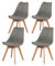 H.J WeDoo 4 x Wohnzimmerstuhl Esszimmerstuhl Bürostuhl mit Massivholz Buche Bein,Retro Design Gepolsterter Stuhl Küchenstuhl Holz, Grau