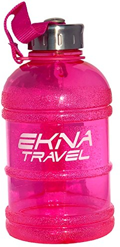EKNA Bottle | 1 Liter | Wasserflasche | Trinkflasche | Wasser Gallone | Ideal für den täglichen Wasserbedarf | Für den Alltag, Fitness oder Reisen | BPA Frei | Mit Füllstandsanzeige (Pink 1000ml)