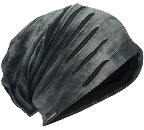 HISSHE Unisex Jersey Slouch Mütze Dünne Sommer Skullcap (9A-Grau)