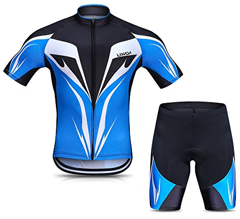 Lixada Herren MTB Radsport Kleidung Set Anzug atmungsaktiv schnell trocknend Kurzarm Reitshirt mit Gel Verdickung Shorts MTB Kleidung Set, XL, XL