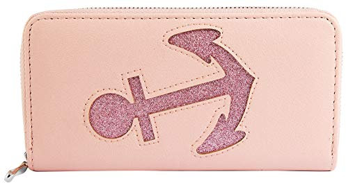 Damen Geldbörse aus Lederimitat Rosa Anker Format 19 x 10 cm
