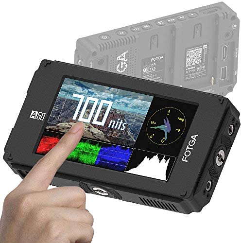Fotga A50T 5 FHD Video On-Camera Field Monitor Touch Screen 1920x1080, 510cd/m2, HDMI 4K Input/Output,Dual NP-F Battery Plate NP-F970 NP-F550 F570 for Canon 5D III IV Sony A79 A7S II III GH4/5 Nikon