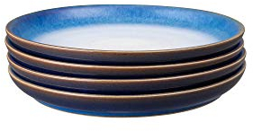 Denby - Blue Haze Coupe Small Plates Set of 4 - Dishwasher Microwave Safe Crockery - Side Plates - Ceramic Stoneware Tableware Plates