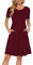 AUSELILY Wein Rot Kleider Damen Sommerkleid A Linie Kleid Casual Freizeitkleid Kurzarm Lose Fit M