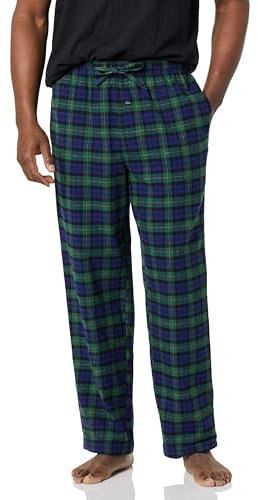 Amazon Essentials Herren Atmungsaktive Flanell-Pyjamahose (Erhältlich In Groß Und Schwer), Grün Königsblau Tartan Plaid, XL