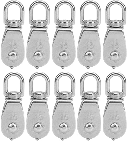 Puleggia in acciaio inox, M15 Puleggia singola, Puleggia in acciaio inox 304, puleggia di sollevamento per cavo, puleggia per cavo in acciaio, blocco puleggia, puleggia, per corde e cavi, 35 kg (10