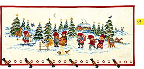 Eva Rosenstand Wandbehang Kreuzstich Set Adventskalender, Zwerge im Schnee Zählmuster, Multifarbig